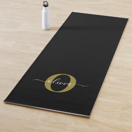 Schwarz-weißer Name für personalisierte Monogramm- Yogamatte