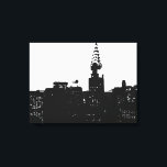 Schwarz-weißer New Yorker Pop Art Wrapped Canvas Leinwanddruck<br><div class="desc">Brooklyn Bridge,  River and Manhattan Cityscape,  Wolkenkratzer und Gebäude</div>