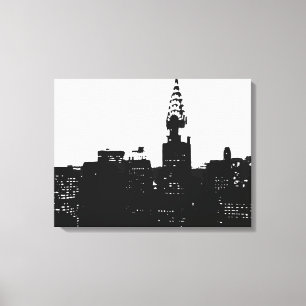 Schwarz-weißer New Yorker Pop Art Wrapped Canvas Leinwanddruck