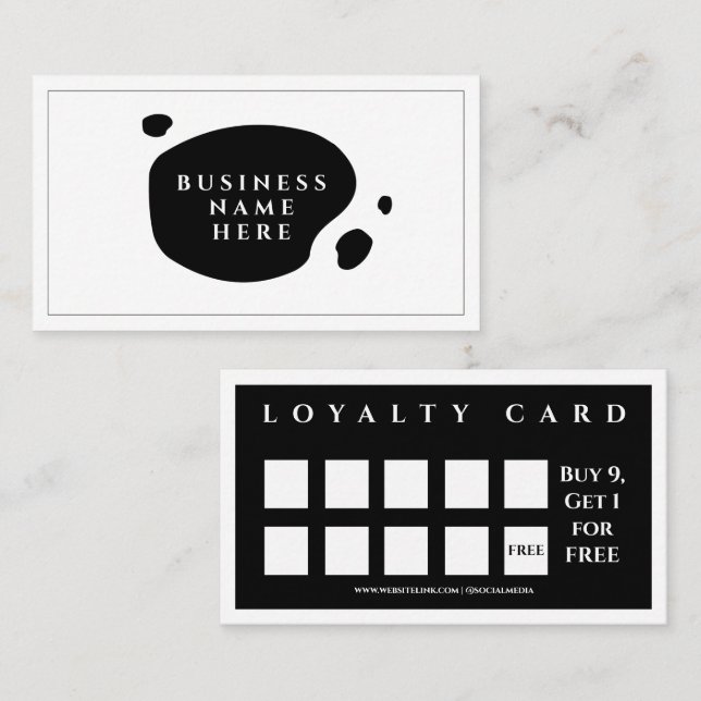 Schwarz-weißer Niedlicher Minimalistisch-Salon-Kaf Treuekarte (Vorne/Hinten)