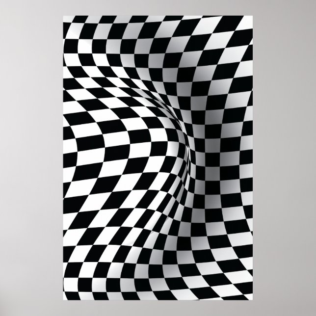 Schwarz-weißer optisches Illustrationsdruck abstra Poster (Vorne)