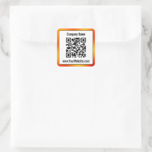 Schwarz-weißer Orange Gradient Text QR Code Quadratischer Aufkleber