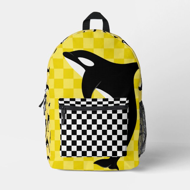 Schwarz-weißer Orca-Killerwal Check  Bedruckter Rucksack (Vorderseite)
