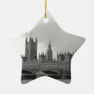 Schwarz-weißer Palast von Westminster Keramikornament