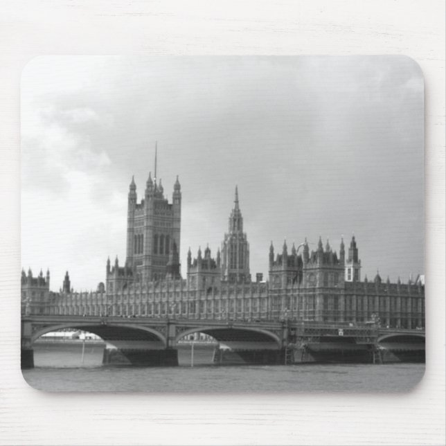 Schwarz-weißer Palast von Westminster Mousepad (Vorne)