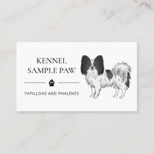Schwarz-weißer Papillon Cartoon-Hund - Hundezucht Visitenkarte