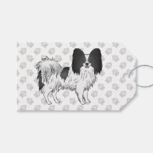 Schwarz-weißer Papillon-Kartoon mit Pfoten Geschenkanhänger