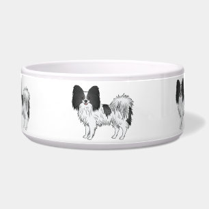 Schwarz-weißer Papillon süße Cartoon-Hunde Napf