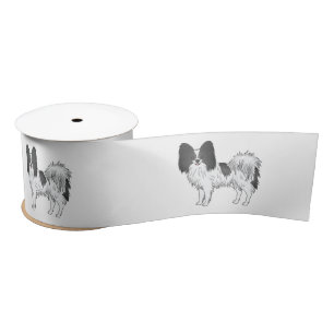 Schwarz-weißer Papillon süße Cartoon-Hunde Satinband