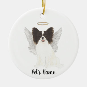 Schwarz-weißer Papillon-Trauer-Gedenkkerze Keramik Ornament