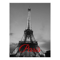 Schwarz-weißer Paris City Night Eiffel Tower Europ
