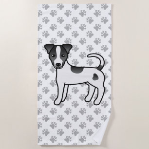 Schwarz-weißer Parson-Russell-Terrier mit glattem  Strandtuch