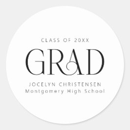 Schwarz-weißer Personalisierter Grad Runder Aufkleber