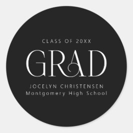 Schwarz-weißer Personalisierter Grad Runder Aufkleber