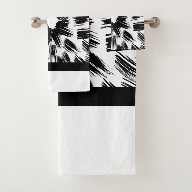 Schwarz-weißer Pinselgrauer Badhandtuch Set (Insitu)