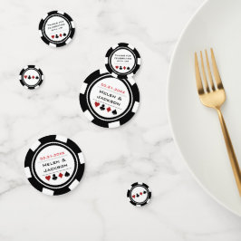Schwarz-weißer Poker Chip Las Vegas Wedding Konfetti