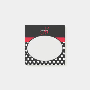 Schwarz-weißer Polka-Dot Post-it Klebezettel