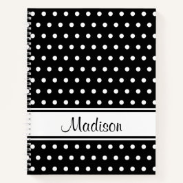 Schwarz-weißer Polka Dot Strip Skriptname Notizbuch