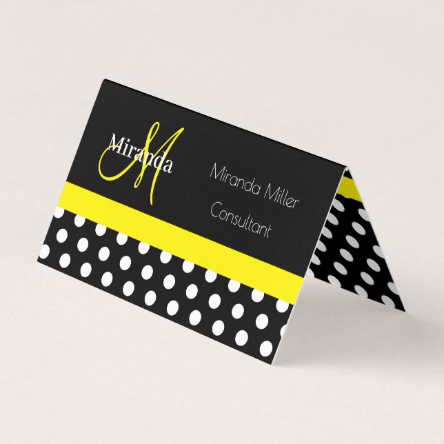 Schwarz-weißer Polka-Dot Visitenkarten (Vorderseite)