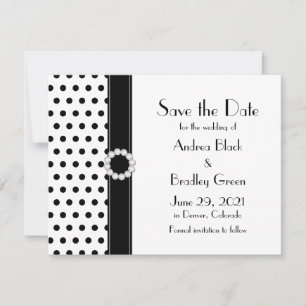 Schwarz-weißer Polka Dot Wedding Save the Date