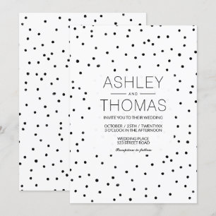 Schwarz-weißer Polka-Dots Einladung