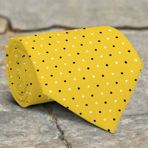 Schwarz-weißer Polka-Punkt auf gelbem Hintergrund Krawatte