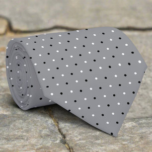 Schwarz-weißer Polka-Punkt auf grauem Hintergrund Krawatte
