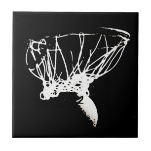 Schwarz-weißer Pop Art Basketball Fliese