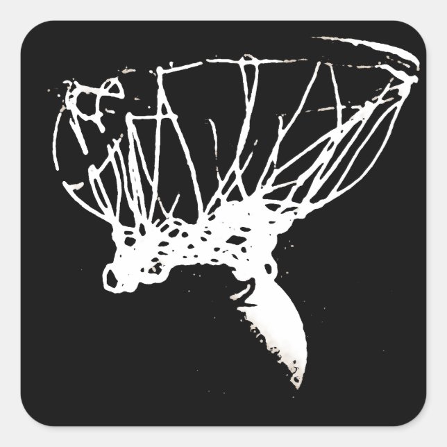 Schwarz-weißer Pop Art Basketball Quadratischer Aufkleber (Vorderseite)