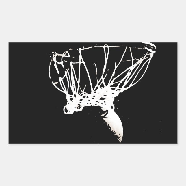 Schwarz-weißer Pop Art Basketball Rechteckiger Aufkleber (Vorderseite)