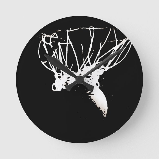Schwarz-weißer Pop Art Basketball Runde Wanduhr (Vorderseite)