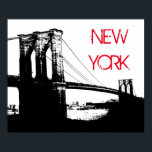 Schwarz-weißer Pop Art Brooklyn Bridge New York Ci Poster<br><div class="desc">New York City - Wolkenkratzer der digitalen Kunst - Bild in Manhattan</div>