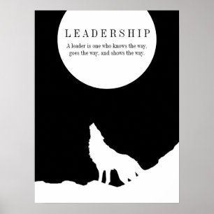 Schwarz-weißer Pop Art Leadership Wolf Howling Poster