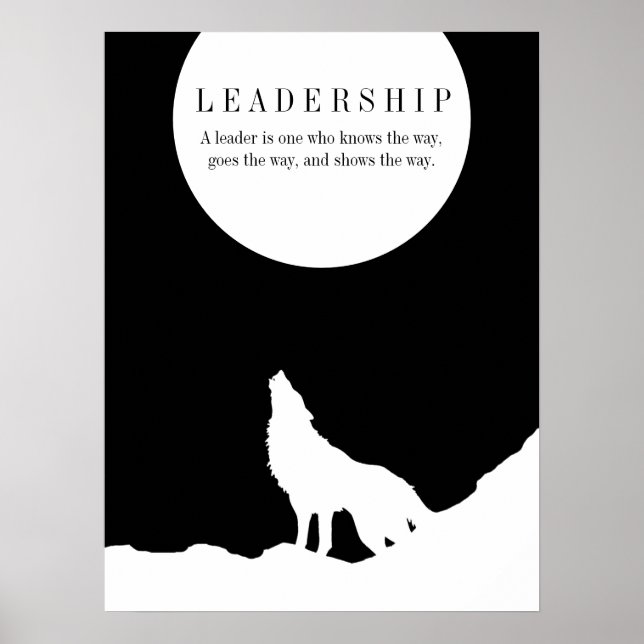 Schwarz-weißer Pop Art Leadership Wolf Howling Poster (Vorne)