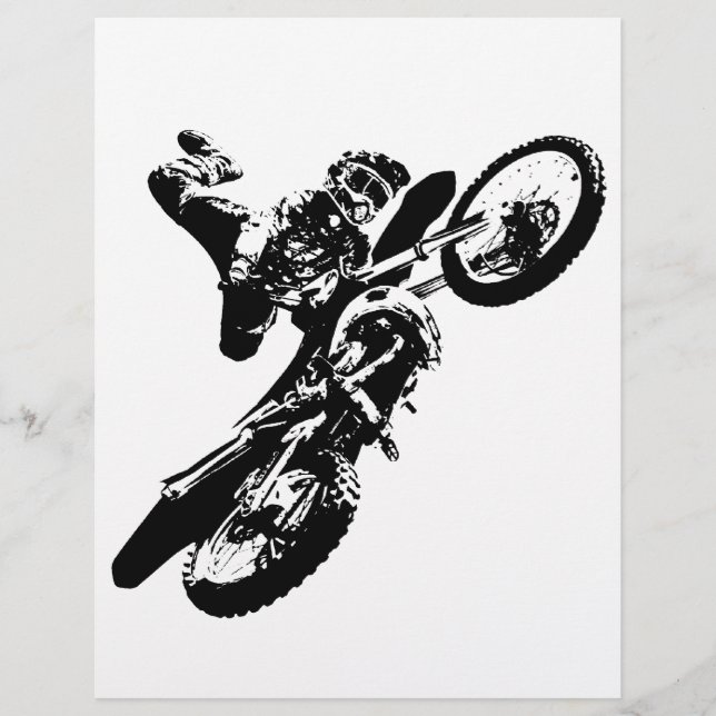 Schwarz-weißer Pop Art Motocross Motorradsport (Vorderseite)