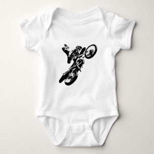 Schwarz-weißer Pop Art Motocross Motorradsport Baby Strampler