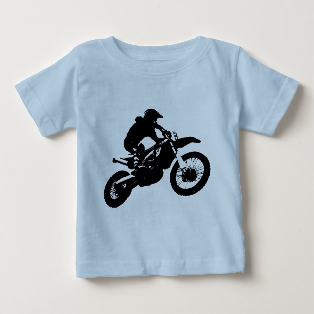 Schwarz-weißer Pop Art Motocross Motorradsport Baby T-shirt (Vorderseite)