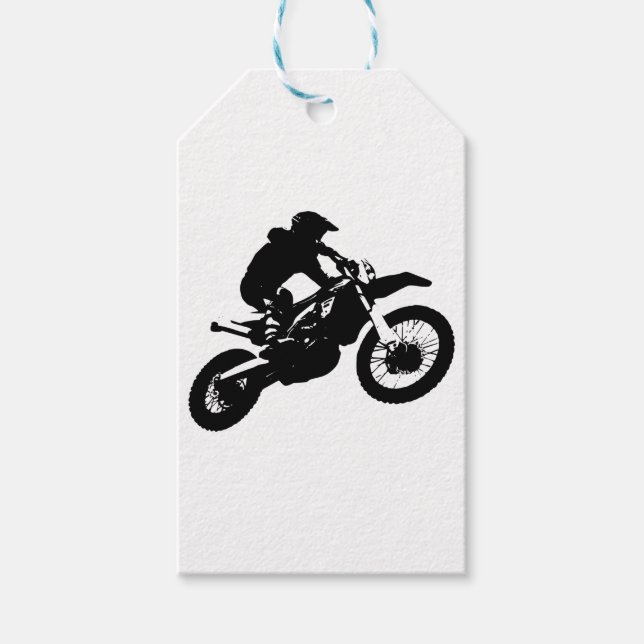 Schwarz-weißer Pop Art Motocross Motorradsport Geschenkanhänger (Vorderseite)