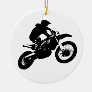Schwarz-weißer Pop Art Motocross Motorradsport Keramikornament