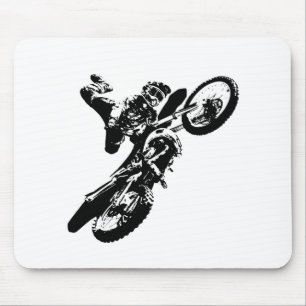 Schwarz-weißer Pop Art Motocross Motorradsport Mousepad