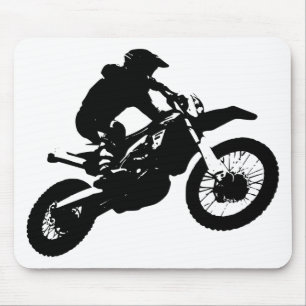 Schwarz-weißer Pop Art Motocross Motorradsport Mousepad