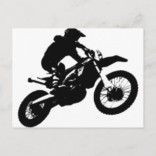 Schwarz-weißer Pop Art Motocross Motorradsport Postkarte
