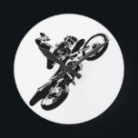 Schwarz-weißer Pop Art Motocross Motorradsport Runde Wanduhr<br><div class="desc">Sport Themed Digitally Edited Art - Motocross Poster Print - Uni Pop Kunst - Computerbilder - Die einzige Möglichkeit,  großartige Arbeit zu leisten,  ist die Liebe,  was Sie tun.</div>