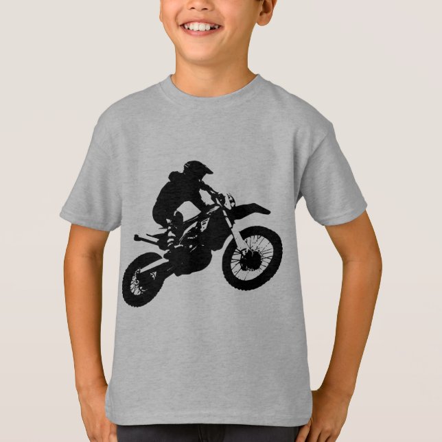 Schwarz-weißer Pop Art Motocross Motorradsport T-Shirt (Vorderseite)