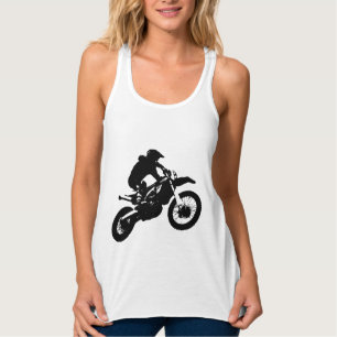 Schwarz-weißer Pop Art Motocross Motorradsport Tank Top