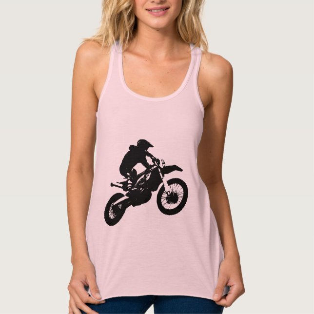 Schwarz-weißer Pop Art Motocross Motorradsport Tank Top (Vorderseite)