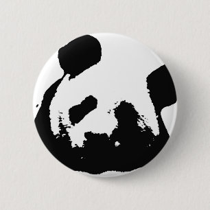 Schwarz-weißer Pop Art Panda Button