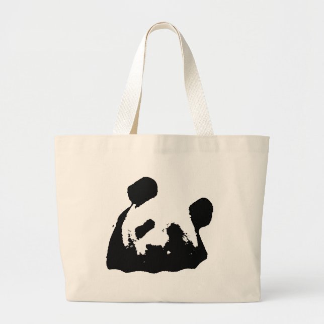 Schwarz-weißer Pop Art Panda Jumbo Stoffbeutel (Vorne)