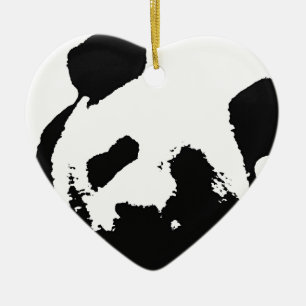 Schwarz-weißer Pop Art Panda Keramik Ornament