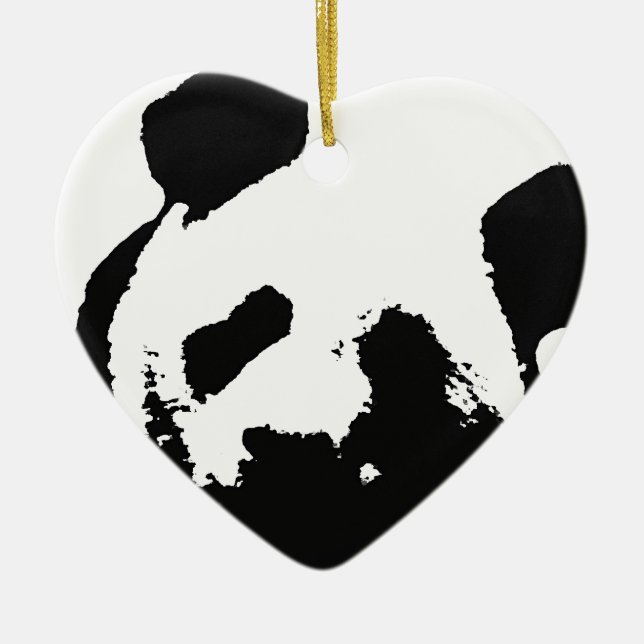 Schwarz-weißer Pop Art Panda Keramik Ornament (Vorne)